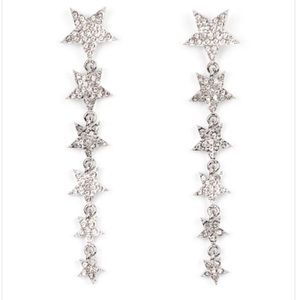 New White rhinestones stacked stars on posts